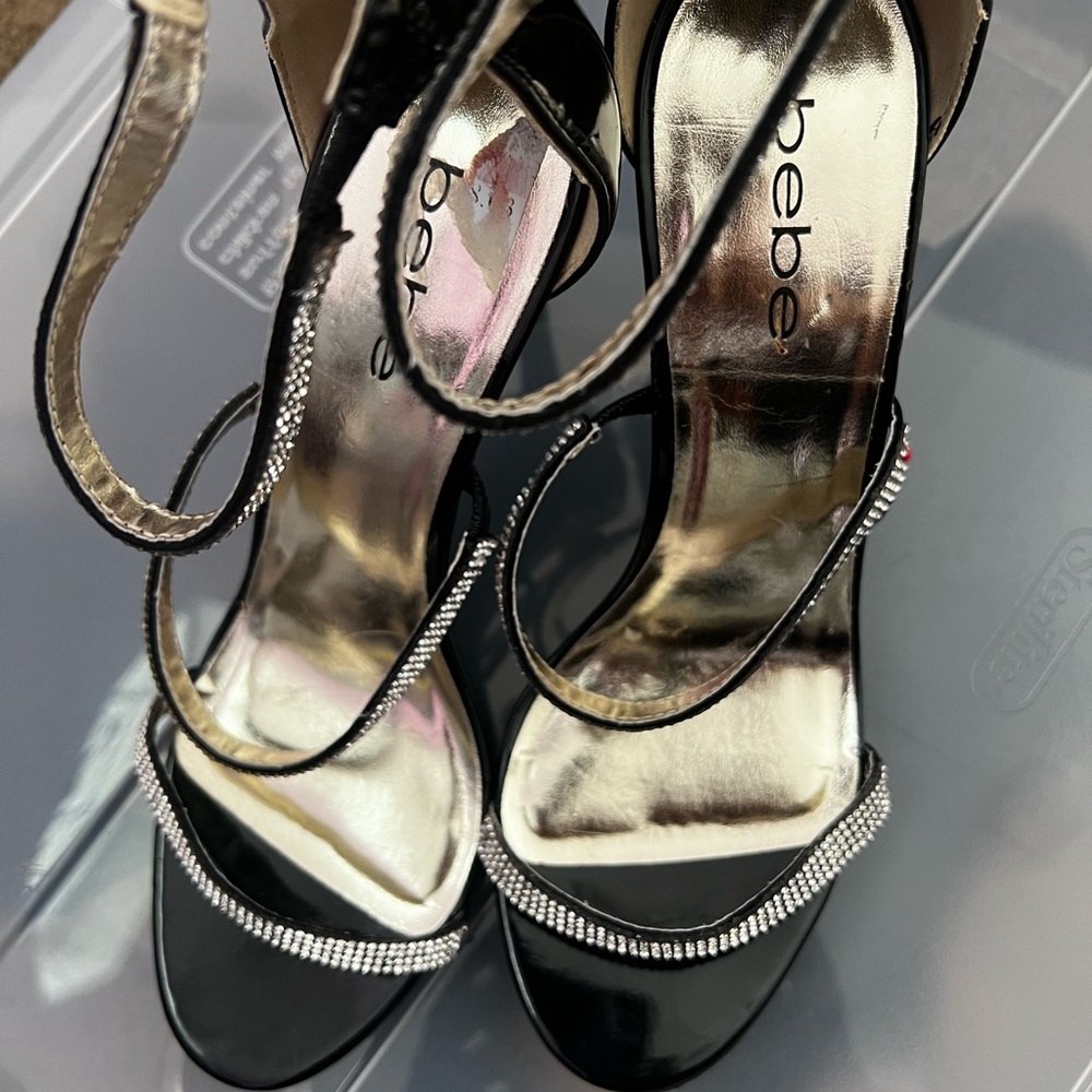Black Rhinestones high heel shoes by BeBe